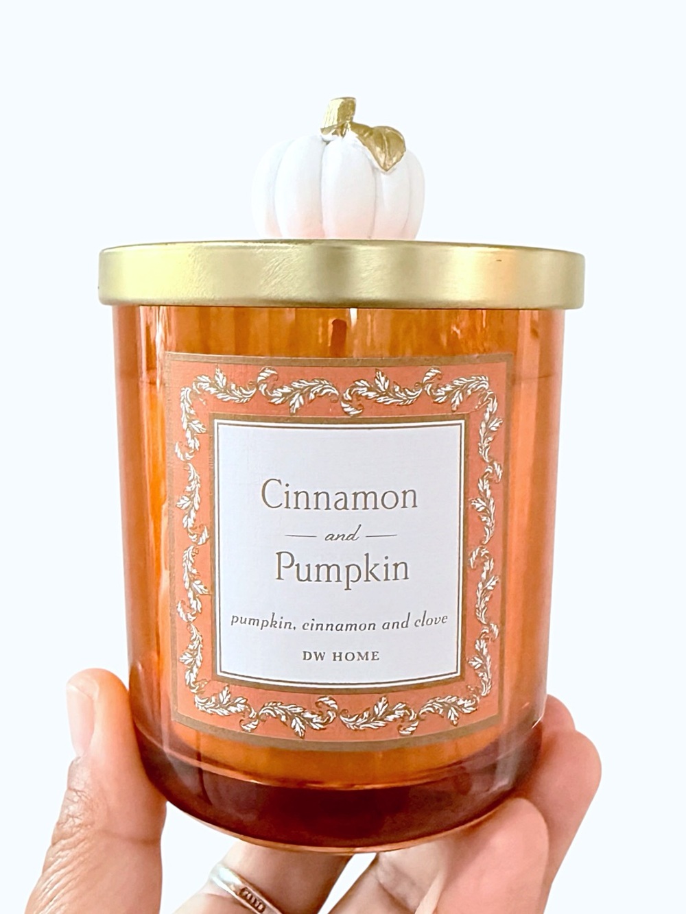 DW Home Cinnamon and Pumpkin Luxury Scented Candle - Orange and Gold